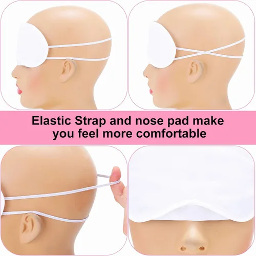 Vista 2 de Máscara de ojos blanca para sublimación, suministros de fiesta de pijamas, para niñas y niños, con rotuladores de tela, máscara de dormir blanca