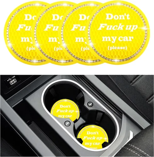 Vista 25 de 2 piezas posavasos brillantes para coche, 2.75 pulgadas insertos antideslizantes para portavasos, posavasos de cristal con diamantes de imitación