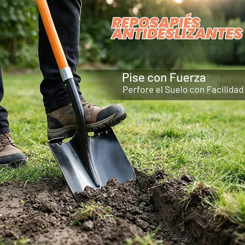 Vista 3 de Pala para excavar Pala de metal resistente con mango de fibra de vidrio, 56 pulgadas