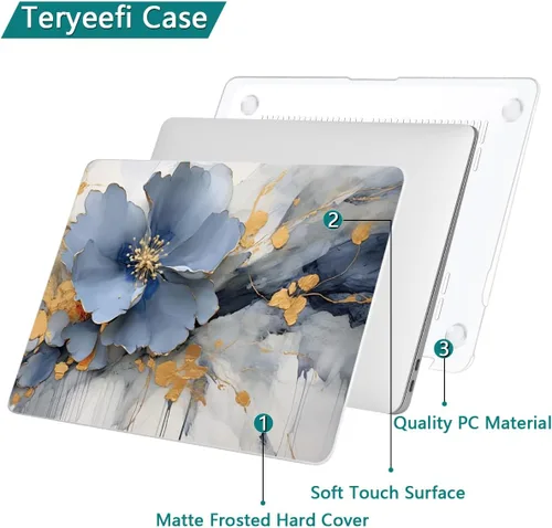 Vista 5 de Teryeefi Compatible con MacBook Air de 13 pulgadas A2337 M1 Chip A2179 A1932 (versión 2018-2020), funda protectora delgada + cubierta de teclado