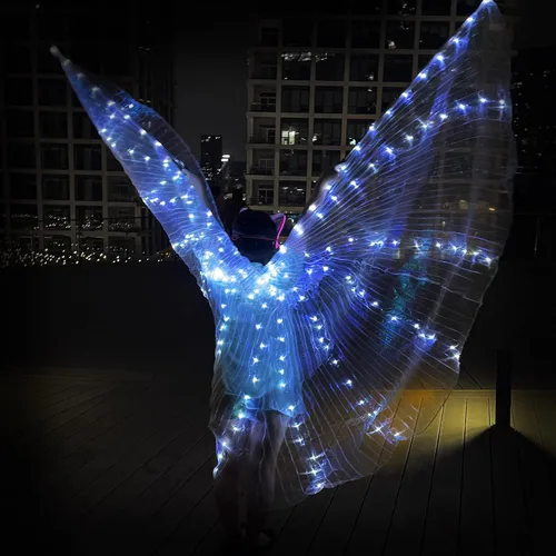 Vista 4 de lightsfever, Alas de hadas grandes iluminadas, blanco frío, alas de isis, disfraz de capa iluminada, alas de mariposa iluminadas, capa LED, alas