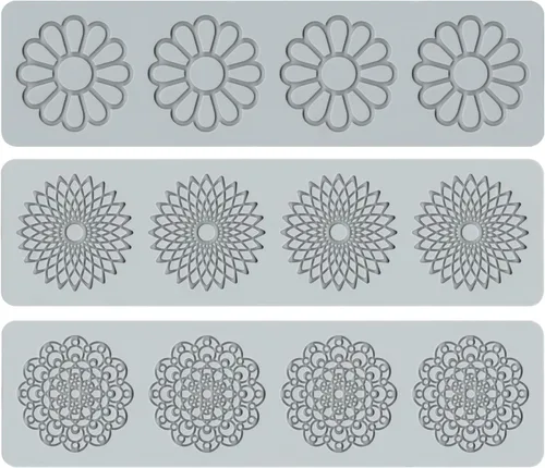 Vista 8 de Moldes de fondant de encaje en relieve, tapete de encaje de flores de múltiples círculos, herramienta de decoración de pasteles de boda, molde