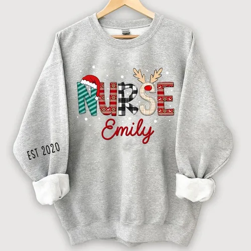 Vista 3 de Camisas personalizadas para enfermera, sudaderas de enfermera, sudadera de enfermera de Navidad, sudaderas de enfermera para mujer