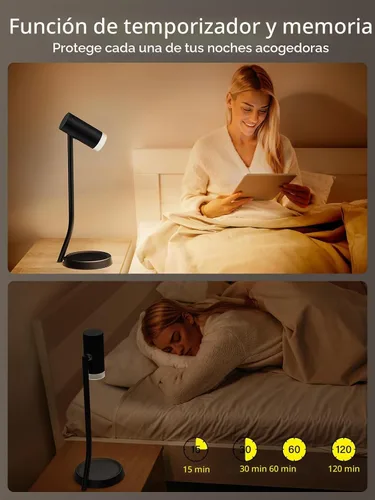 Vista 4 de PESUTEN Lámparas de mesa inalámbricas, luz de mesa portátil a pilas con cabezal de ángulo ajustable magnético, lámpara recargable de 5000 mAh