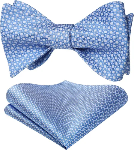 Vista 88 de HISDERN Pajaritas para hombre, diseño de lunares, corbatín y bolsillo cuadrado, clásico, esmoquin de negocios, boda, pajaritas, pañuelo