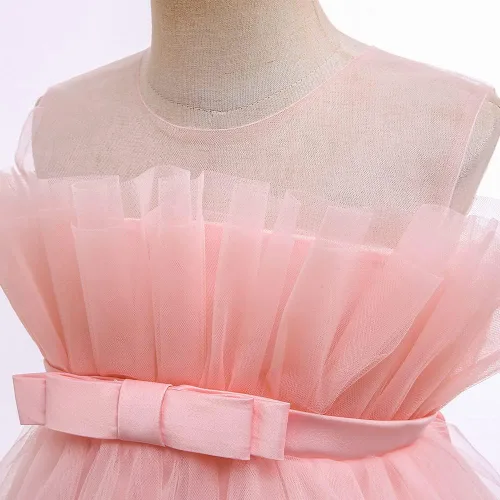 Vista 4 de 6M-9T - Vestido de baile con volantes para bebés y niñas, vestidos de encaje