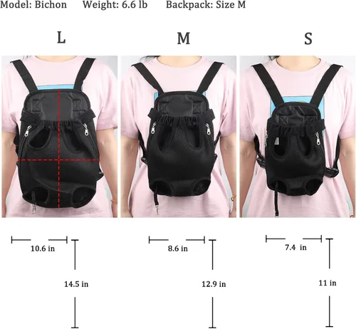 Vista 5 de Mochila ajustable para mascotas, transportador para perros, cachorros y gatos para viajes, senderismo y automóvil, transportador frontal y mochila
