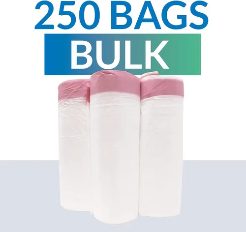 Vista 9 de Reli. Bolsas de basura con cordón de 13 galones 250 unidades a granel Bolsas de basura altas para cocina, color blanco, 13-16 galones