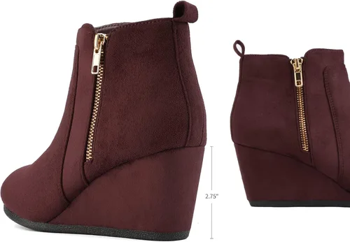 Vista 4 de DREAM PAIRS Women's Suede Low Wedges Ankle Boots