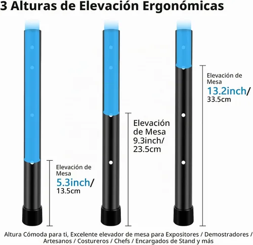Vista 4 de Paquete de 4 extensores de patas de mesa, elevadores ajustables para patas de mesa, extensiones de patas de escritorio de acero resistente negro