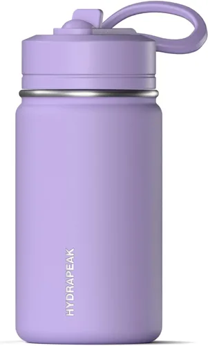 Vista 14 de Hydrapeak Mini botella de agua de 14 onzas con tapa con popote, botella de agua aislada de doble pared de acero inoxidable Botella de agua a Negro