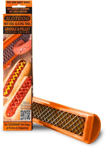 Vista 8 de Slotdog - Herramienta de corte para hot dogs - Cuchillos de corte de acero inoxidable para cocina, parrilla, fiestas improvisadas, camping y Rojo