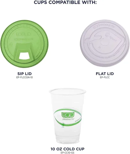 Vista 5 de ECO PRODUCTS GreenStripe - Vasos de plástico PLA transparentes compostables de 10 onzas, caja de 1000, vasos fríos desechables renovables a base