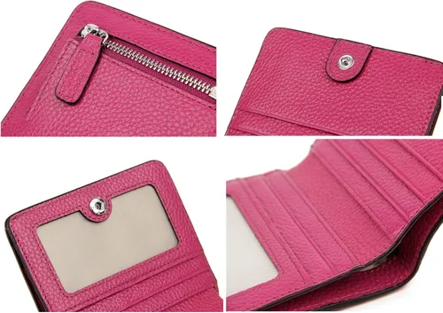 Vista 7 de BIG SALE-AINIMOER billetera de bolsillo pequeña con cremallera, plegable, compacta de cuero con bloqueo por identificación por radiofrecuencia