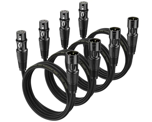 Vista 14 de XLR Cables 3 pies 4 paquetes – Cable de micrófono macho a hembra con 3 pines equilibrados XLR cables de altavoz XLR cable de micrófono
