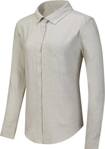 Vista 13 de Camisa con botones para mujer de manga larga Oxford camisa de algodón de corte clásico, blusa de trabajo resistente a las arrugas