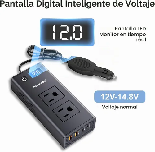Vista 5 de 200W portátil 12V a 110v cargador de coche inversores de corriente para vehículos