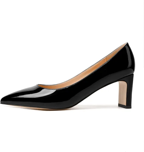 Vista 2 de NUMALEO Zapatos de tacón medio grueso para mujer, con puntera puntiaguda, de 2.5 pulgadas