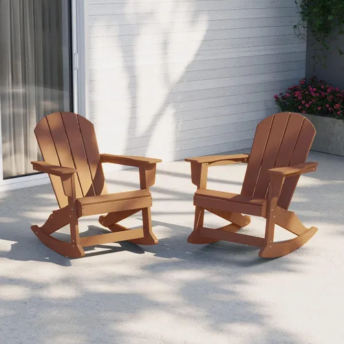 Vista 109 de WestinTrends Silla mecedora Malibu de poliéster para exterior/patio Adirondack, Negra