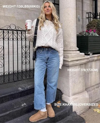 Vista 4 de Aelfric Eden Suéter de punto de gran tamaño sólido vintage suéter unisex tejido cuello redondo tops de punto