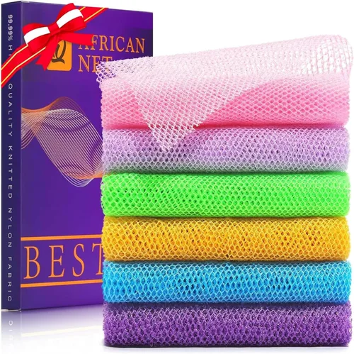 Vista 45 de UJFQBH African Net Sponge Authenti, exfoliante corporal para espalda y zonas de difícil acceso, exfoliante diario suave para limpieza profunda Gris