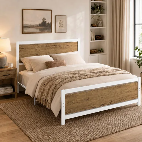 Vista 16 de Catrimown - Bases de cama individuales con cabecero, base de cama metálica de tamaño individual con fuerte soporte de listones de acero, cama