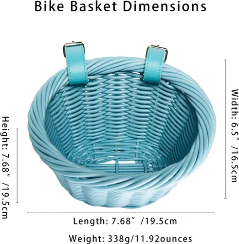 Vista 2 de MEGHNA Mini cesta tejida para bicicleta para manillar de bicicleta para niña y niño para scooter, varios colores Azul
