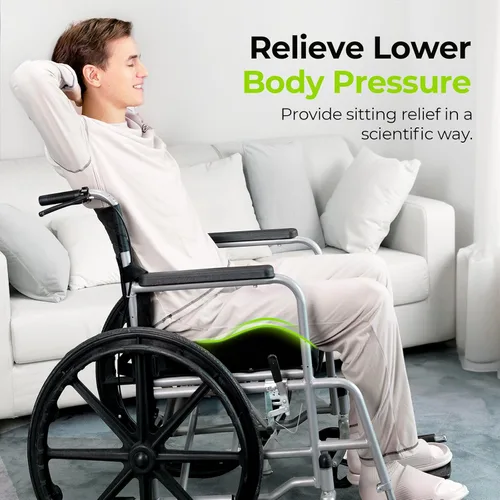 Vista 5 de AUVON Cojines antideslizantes para silla de ruedas con diseño delantero alto, trasero bajo y joroba, cojín de asiento ergonómico para optimizar