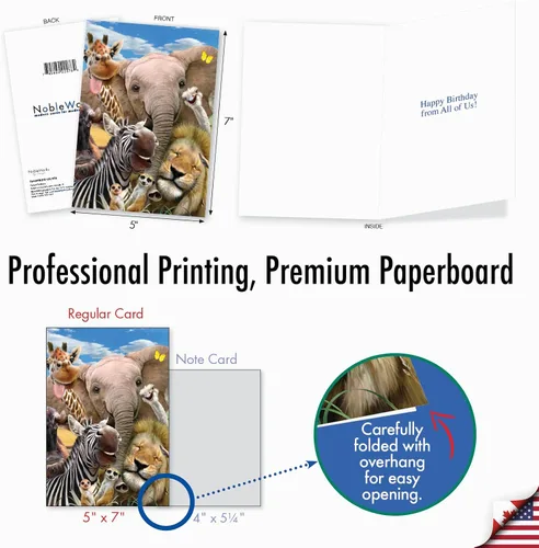 Vista 4 de NobleWorks - 1 divertida tarjeta de cumpleaños de animales con sobre - Bonita tarjeta para cumpleaños - Aquí está mirando el zoológico C6639FBDG-US