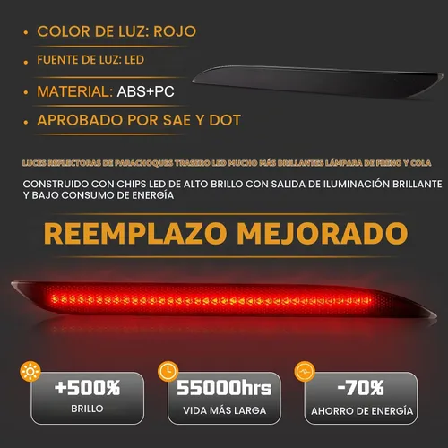 Vista 2 de Gempro Luces Reflectantes para Parachoques Trasero para Ford Mustang 2015-2017, Lámparas de Freno y Cola LED, Lente Ahumada, 2 Piezas Reflector