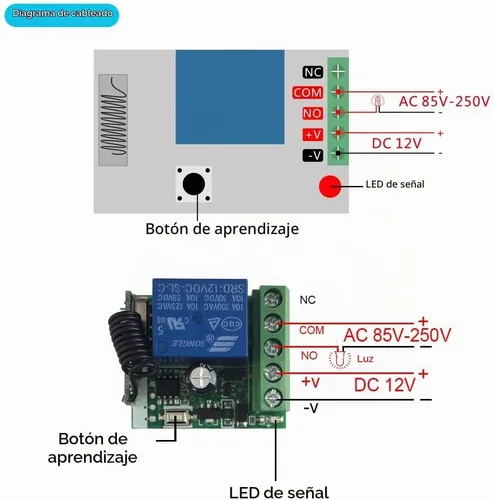 Vista 4 de QIACHIP Interruptor de control remoto inalámbrico universal de 433 MHz, CC 12 V, 1 canal, módulo receptor de relé, transmisor RF, palanca momentánea
