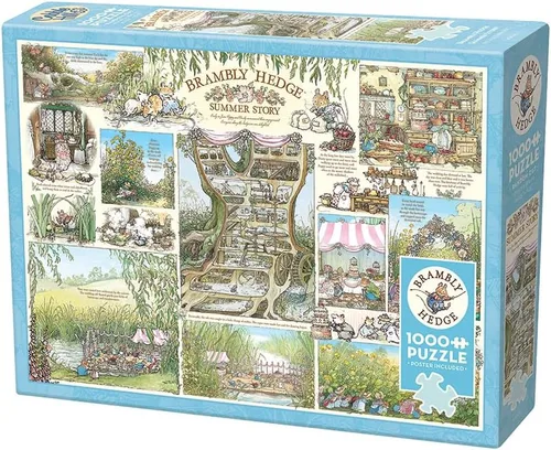 Vista 4 de Cobble Hill - Rompecabezas de 1000 piezas, historia de verano de Brambly Hedge, póster de muestra incluido