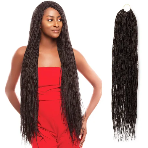 Vista 19 de AU-THEN-TIC Cabello senegalés con trenzas de ganchillo de 22 pulgadas, paquete de 2 paquetes de 40 mechones por paquete, extensiones de cabello