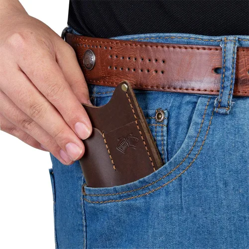 Vista 7 de Funda de cuero EDC para bolsillo de hombre, funda hecha a mano, funda para cuchillo, cartera Handmade Leather, Everyday Carry, Sheath Knife Pouch