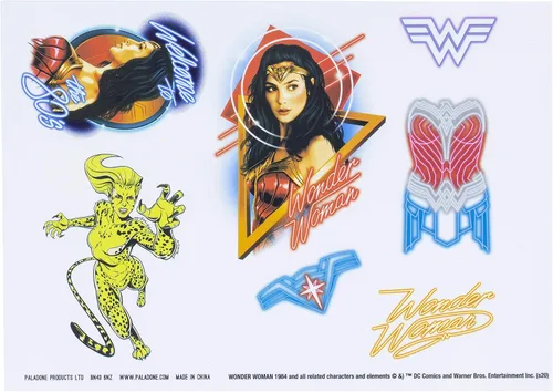 Vista 5 de Paladone DC Comics Wonder Woman 1984 - Calcomanías para gadgets, 4 hojas, PP6775WWF