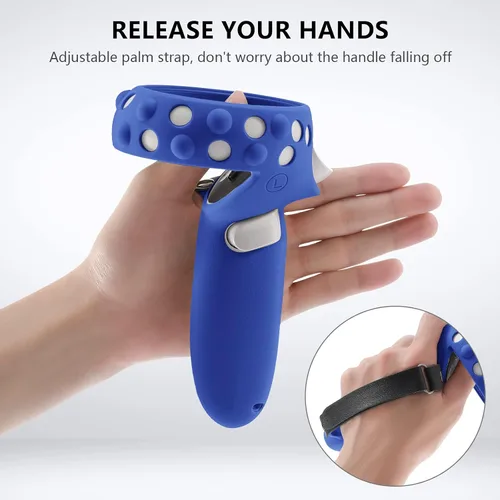 Vista 6 de for Oculus Quest 2 Accessories Silicone Face Cover VR Shell Cover Touch Controller Lengthening Grip Cover with Battery Opening Adjustable with