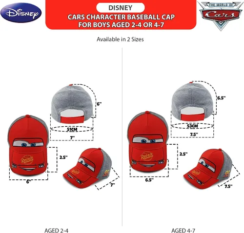 Vista 8 de Disney Pixar Boys Cars Lightning McQueen Hat - Piston Cup Baseball Cap ToddlerBoy