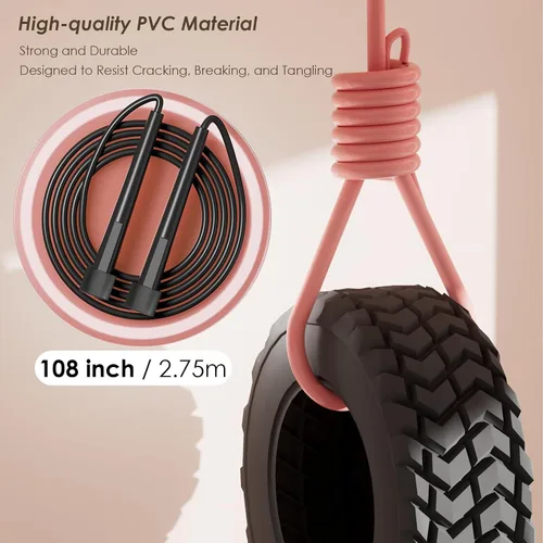 Vista 2 de Paquete de 2 cuerdas de saltar para fitness, cuerda de saltar de velocidad para hombres, niños y mujeres, cuerda de salto para entrenamiento, juego