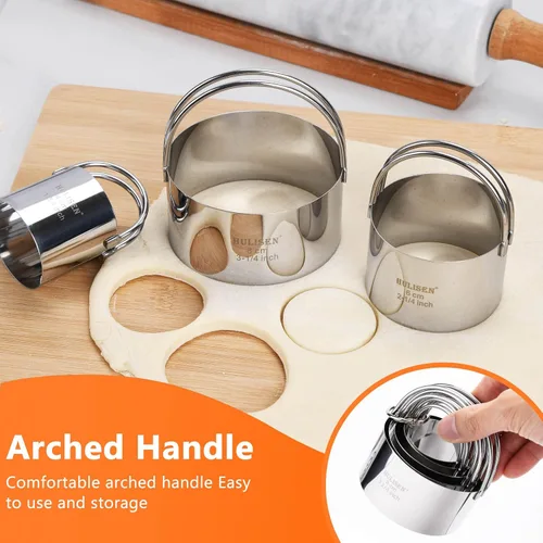Vista 4 de HULISEN Juego de cortador de galletas de acero inoxidable, raspador de pastelería y licuadora de masa, resistente y duradero con agarre de goma