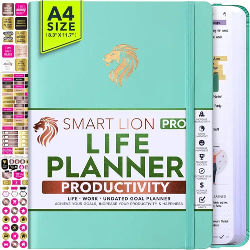 Vista 8 de Life Planner - Agenda diaria, semanal y mensual sin fecha con sección de presupuesto, un viaje de 12 meses para aumentar la productividad