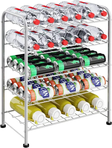 Vista 8 de OYEAL Organizador de estantes para botellas de agua de 5 niveles, soporte independiente para botellas de agua embotellada, organizador, soporte