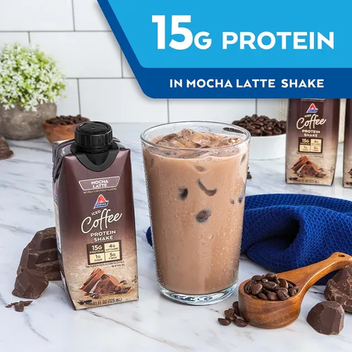 Vista 7 de Atkins Paquete de batidos de proteína de café helado con leche y chocolate con leche con leche con leche con leche