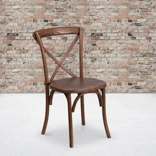 Vista 10 de EMMA + OLIVER Silla apilable de madera americana con respaldo cruzado