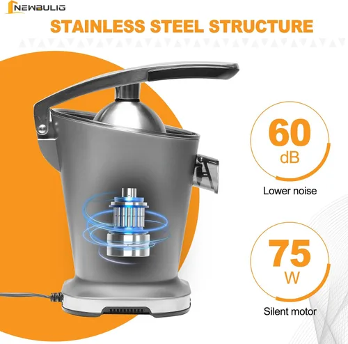 Vista 9 de NEWBULIG Exprimidor eléctrico de cítricos, exprimidor automático de naranja con mango de agarre suave, máquinas extractoras de jugo de naranja