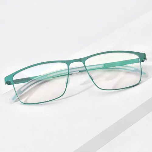Vista 2 de FONEX Marco de gafas de titanio, marco cuadrado de lentes ópticos de miopía para hombre 8521 Verde
