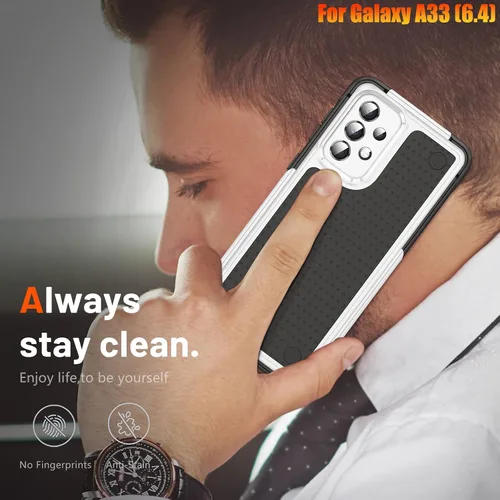 Vista 7 de Funda resistente para Samsung Galaxy A33 (5G) de 6.4 pulgadas, 4 esquinas con bolsas de aire [protección contra caídas de 12 pies], agarre