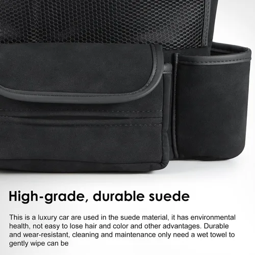 Vista 4 de Organizador de asiento de automóvil de cuero para bolso/bolso, cabe entre asientos delanteros, sostiene cartera, teléfono y artículos esenciales