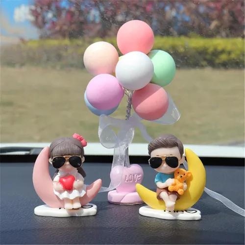 Vista 13 de Lindos adornos para parejas, bonita decoración de automóvil, bonita decoración de automóvil para pareja, figura de acción, adorno navideño para 1