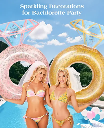 Vista 5 de HeySplash Pool Floats, Inflatable Pool Float, Large Floatie for Bachelorette Party, Swim Tube River Lake Beach Bride Wedding Decor Fun Toy Raft