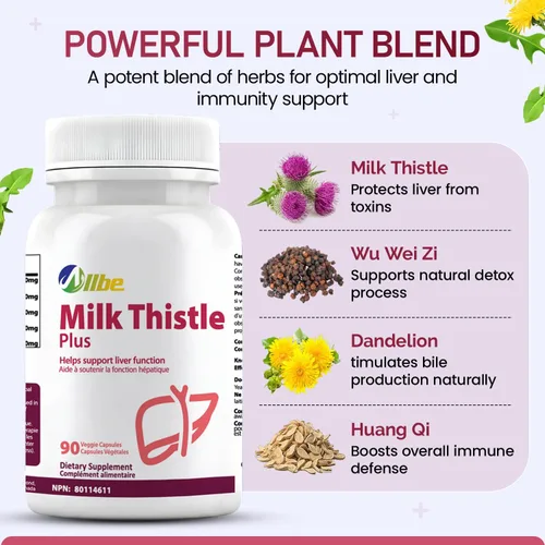 Vista 3 de Allbe LiverCan Capsules, 220 mg de cardo mariano (80% silimarina), 10 mg de L-glutatión, 120 mg de extracto de Wu Wei Zi y 120 mg de extracto